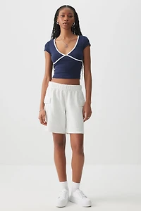 Ardene French Terry Cargo Sweatshorts in Light Grey | Size Small | Polyester/Cotton | Eco-Conscious