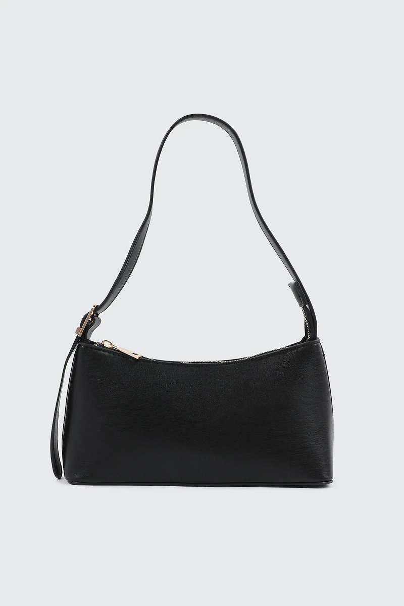 Ardene Faux Leather Shoulder Bag in Black | Faux Leather/Polyester