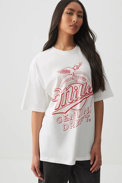Ardene Oversized Miller T-Shirt in White | Size | 100% Cotton