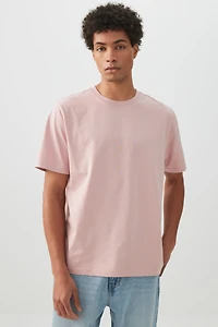 Ardene Man Short Sleeve Crew Neck T-Shirt For Men in Light Pink | Size | 100% Cotton