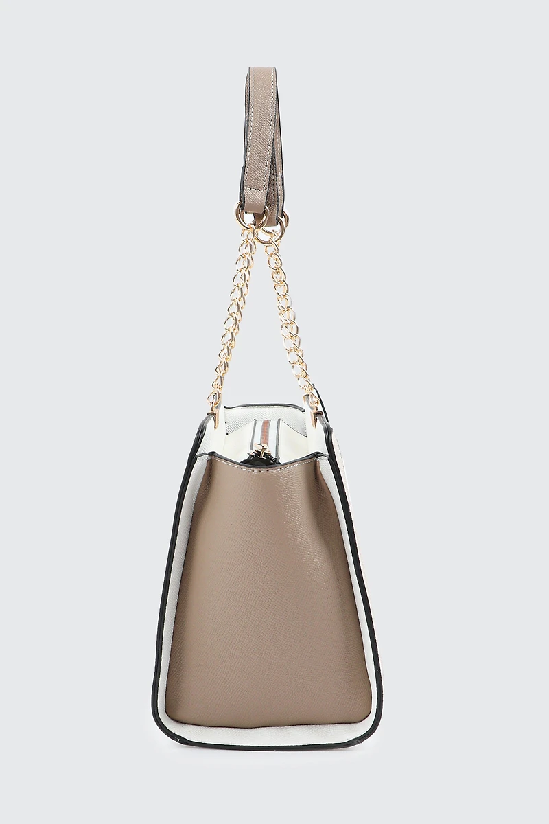 Sac fourre-tout en faux cuir et anses en chaîne