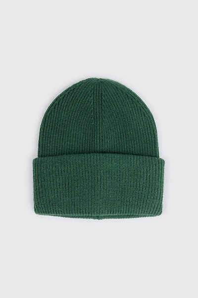 Ardene Wide Cuff Rib Beanie in Dark Green | Polyester/Rayon/Nylon