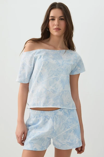 Short en molleton camouflage bleu