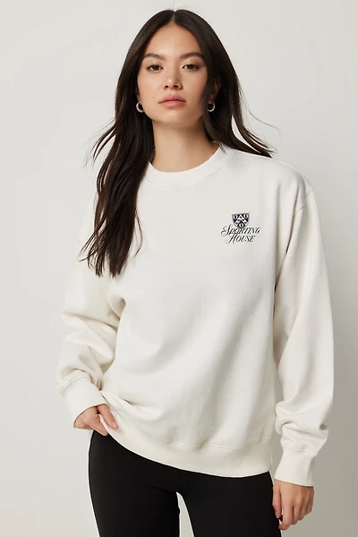 Ardene Graphic Sweatshirt in White | Size Medium | Polyester/Cotton | Fleece-Lined