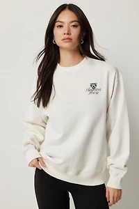Ardene Graphic Sweatshirt in White | Size Medium | Polyester/Cotton | Fleece-Lined