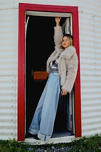 Ardene Mid Rise Wide Leg Slouchy Jean in Light Blue | Size | 100% Cotton