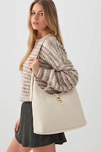 Ardene Large Faux Leather Tote Bag in Beige | Faux Leather/Polyester