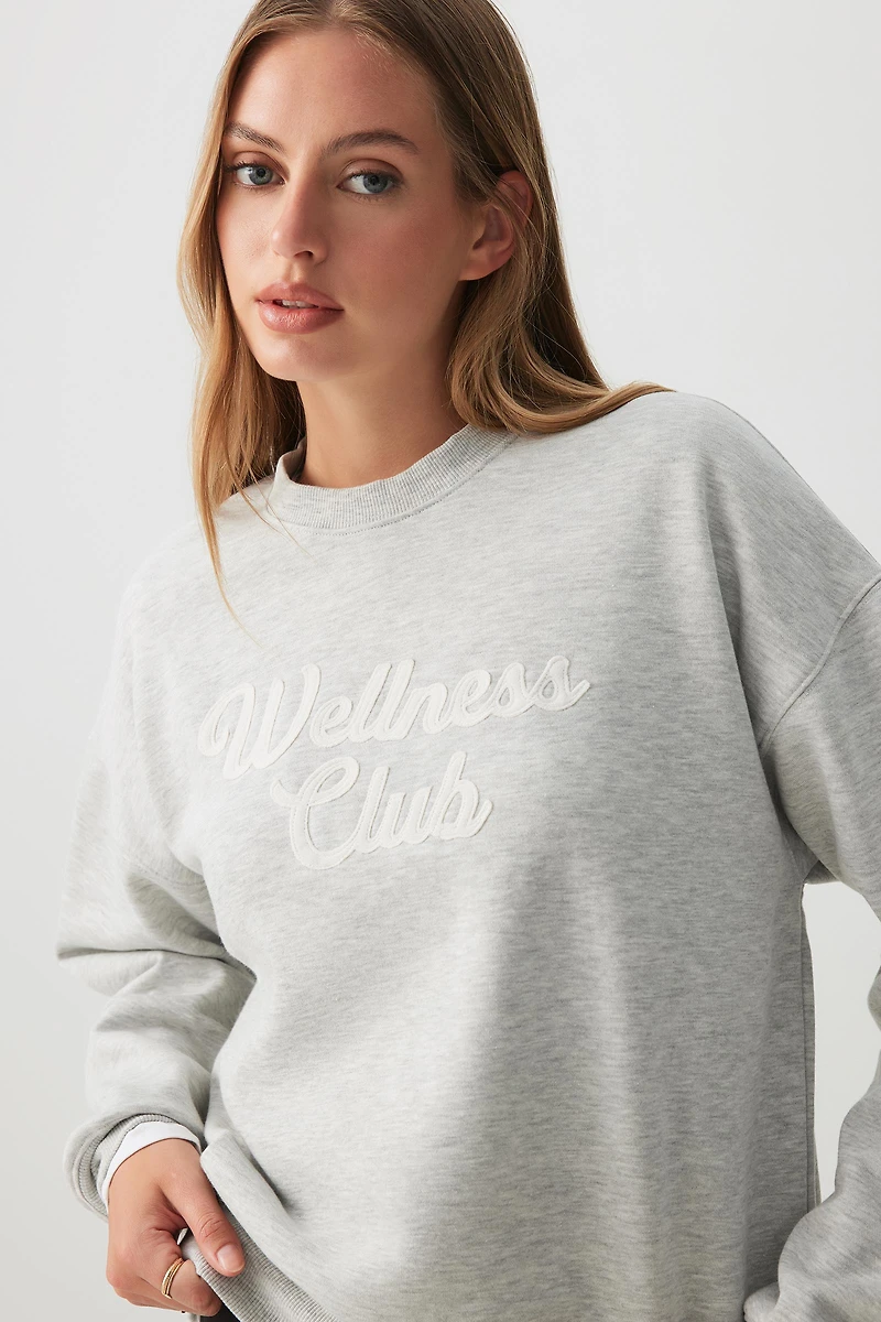 Ardene Graphic Crew Neck Sweatshirt in Light Grey | Size | Polyester/Cotton | Fleece-Lined