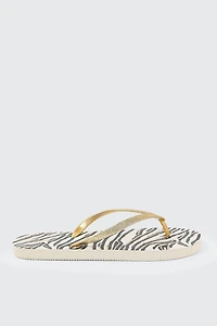 Ardene Tiger Print Flip-Flops Sandals | Size | Eco-Conscious