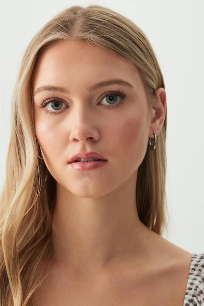 Ardene Stainless Steel Oval Hoop Earrings in Silver