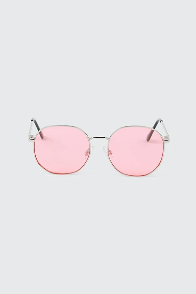 Ardene Colored lense Round Sunglasses in Light Pink