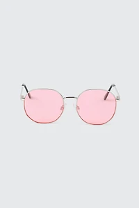 Ardene Colored lense Round Sunglasses in Light Pink