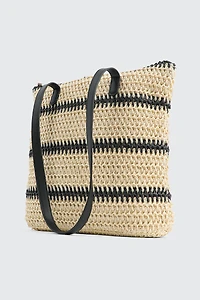 Sac fourre-tout en paille à rayures