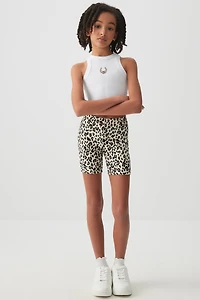 Ardene Kids Super Soft Biker Shorts in Beige | Size Large | Polyester/Spandex