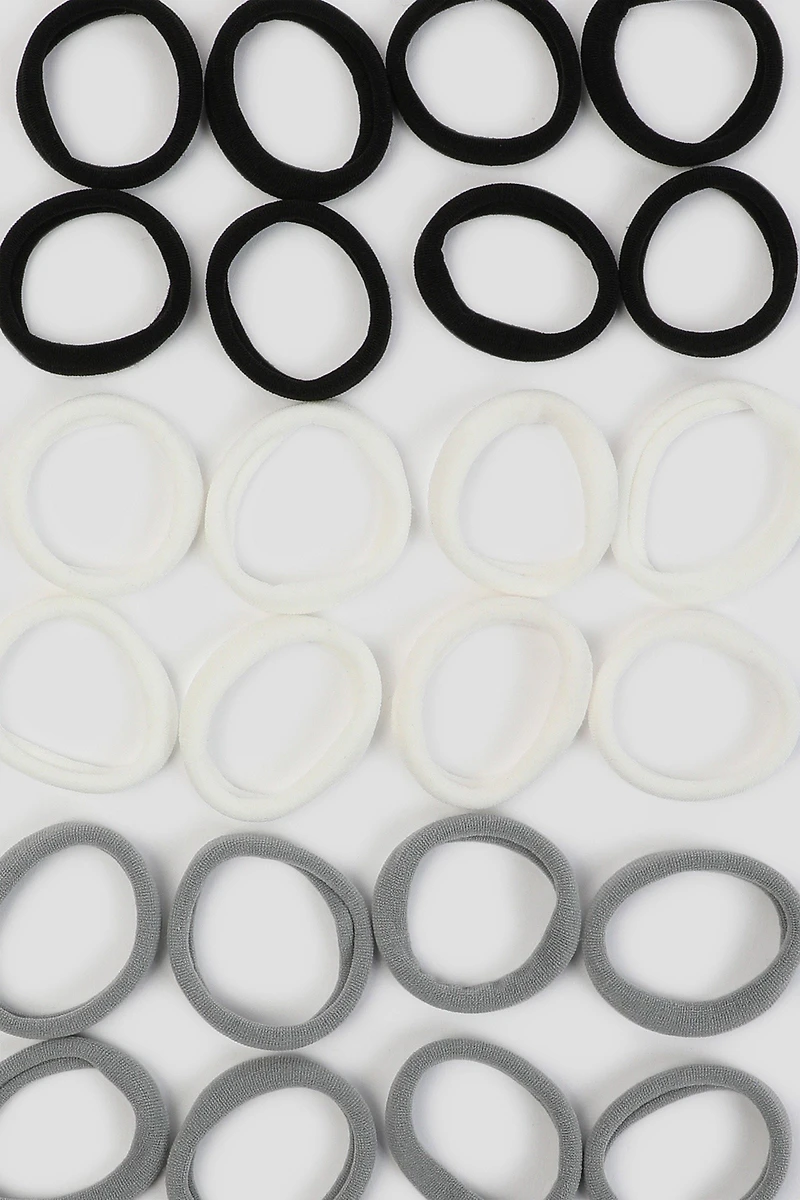 Ardene 24-Pack Rolled Hair Ties in Grey
