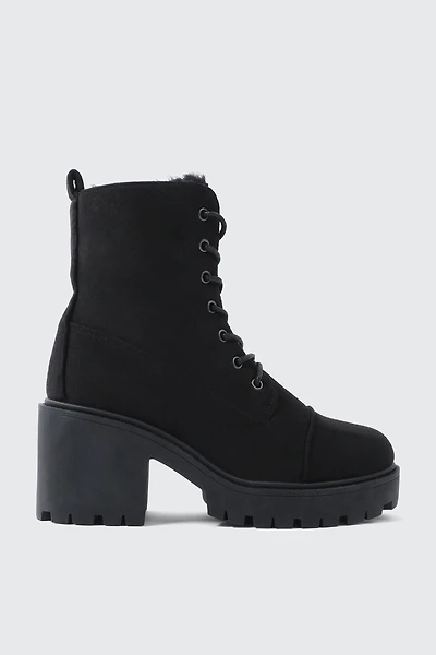 Ardene Faux Fur Lined Lace Up Boots in | Size | Faux Suede