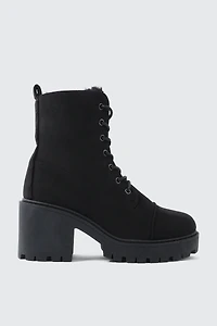 Ardene Faux Fur Lined Lace Up Boots in | Size | Faux Suede