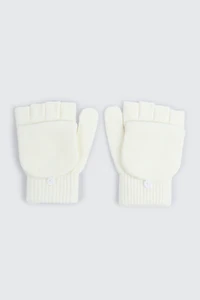 Ardene Convertible Mittens in Off-White | Polyester