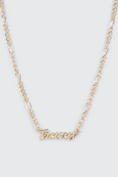 Ardene Taurus Zodiac Chain Necklace in Gold