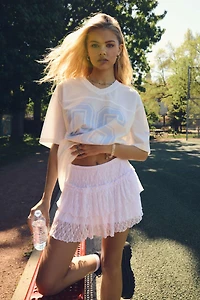 Ardene Lace Tiered Micro Skirt in White | Size | Polyester/Spandex