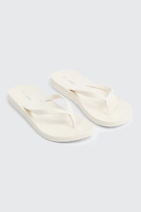 Ardene Solid Flip-Flops Sandals in Off-White | Size