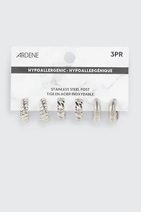 3 paires d'anneaux texturés