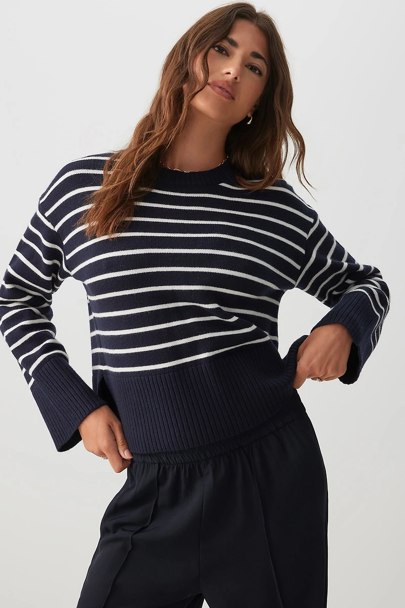Ardene Short Boxy Sweater in Dark Blue | Size | Polyester/Nylon/Viscose