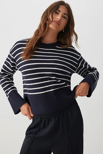 Ardene Short Boxy Sweater in Dark Blue | Size | Polyester/Nylon/Viscose
