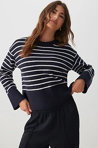 Ardene Short Boxy Sweater in Dark Blue | Size | Polyester/Nylon/Viscose