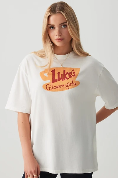 Ardene Oversized Gilmore Girls T-Shirt in Off-White | Size | 100% Cotton