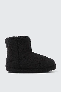 Ardene Berber Fleece Bootie Slippers in Black | Size
