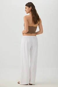 Pantalon taille mi-haute à jambe large