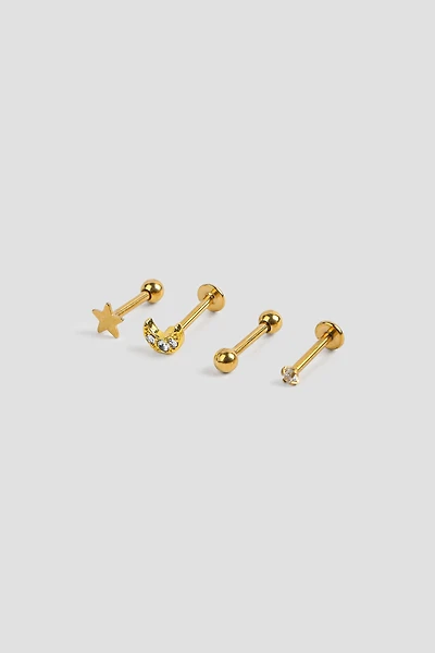 Ardene 4-Pack of Celestial Cartilage Piercings in Gold