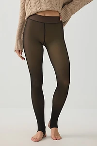 Legging effet transparent doublé en polaire