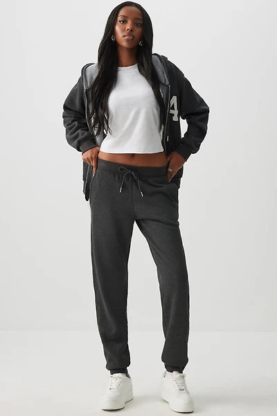 Ardene Sherpa Lined Sweatpants in Dark Grey | Size | Polyester/Rayon/Cotton