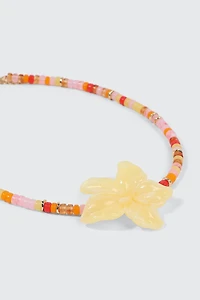 Collier ras-du-cou hibiscus perlé