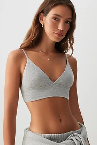 Ardene Seamless Ribbed Triangle Bralette in Cobblestone Grey | Size | Nylon/Elastane | Eco-Conscious