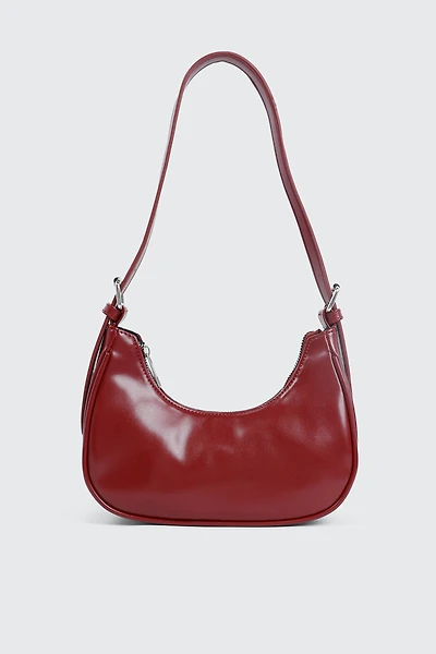 Ardene Faux Leather Shoulder Bag in Burgundy | 100% Recycled Polyester/Faux Leather | Eco-Conscious