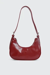 Ardene Faux Leather Shoulder Bag in Burgundy | 100% Recycled Polyester/Faux Leather | Eco-Conscious