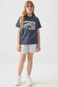 Ardene Kids Bermuda Sweatshorts in Grey | Size | Polyester/Cotton | Fleece-Lined