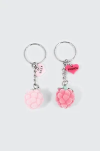 Duo de porte-clés BFF framboises pelucheuses