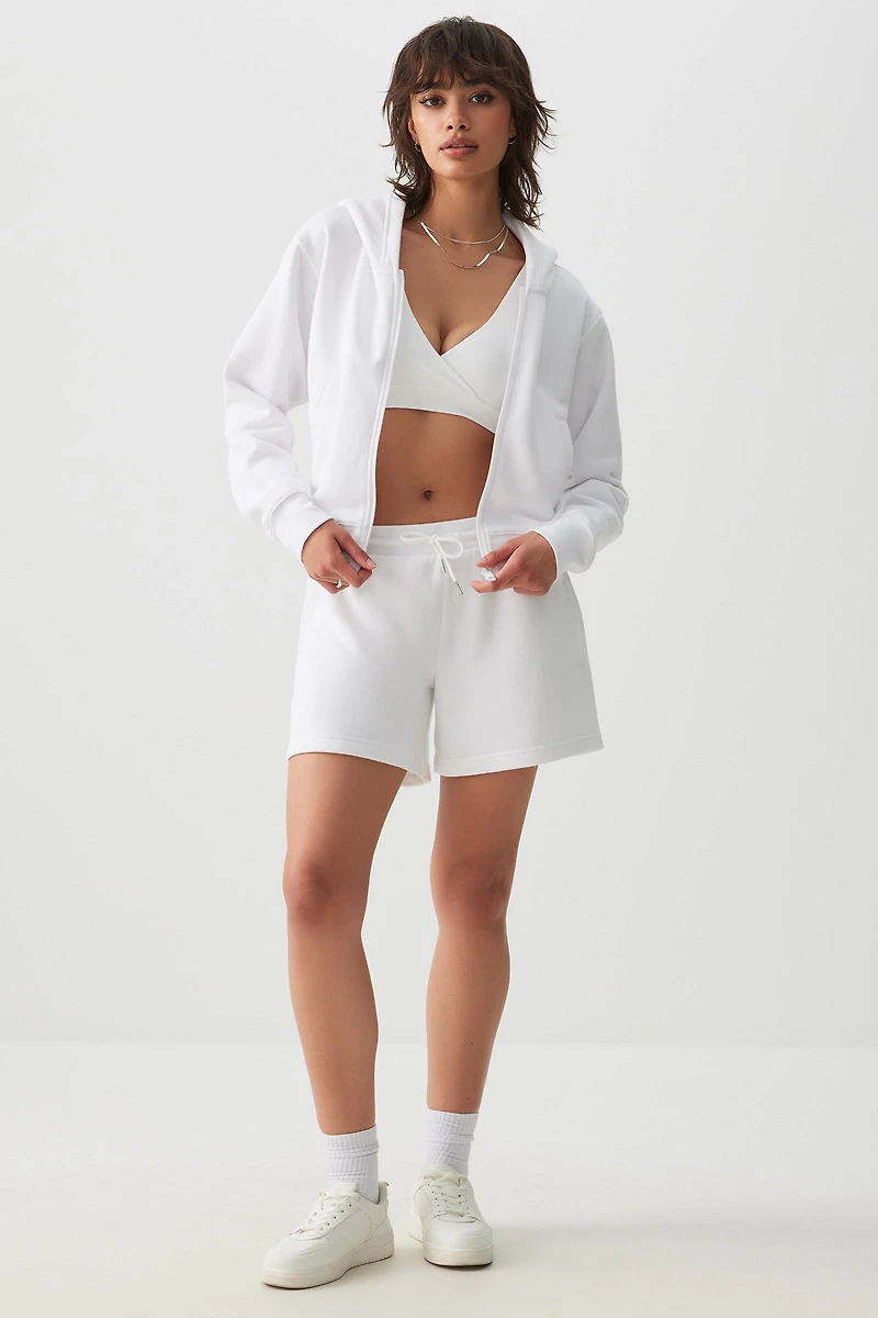 Ardene MADESOFT Fleece Midi Sweatshorts in Pearl White | Size | Polyester/Cotton