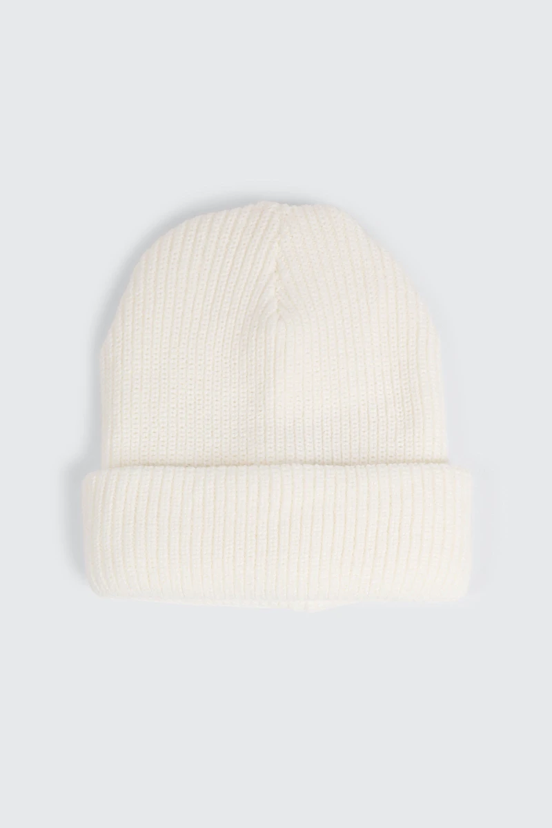 Ardene Chunky Knit Beanie in White | 100% Acrylic
