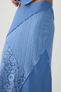 Jupe maxi en tricot et dentelle patchwork