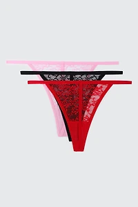 Trio de culottes string en dentelle