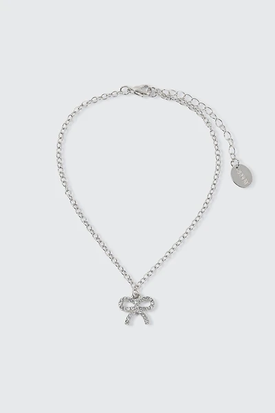 Ardene Bow Ankle Bracelet in Silver