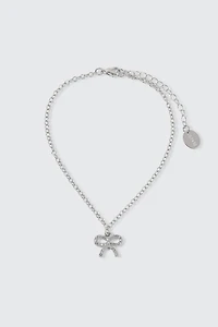 Ardene Bow Ankle Bracelet in Silver
