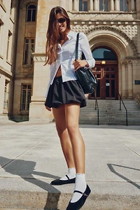 Ardene Bubble Micro Skirt with Shorts in Black | Size | Polyester/Elastane