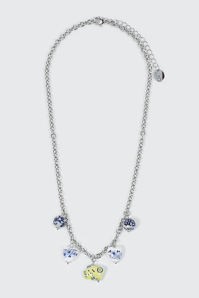 Collier à breloques cœurs et poissons