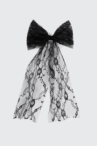 Ardene Lace Hair Bow in Black